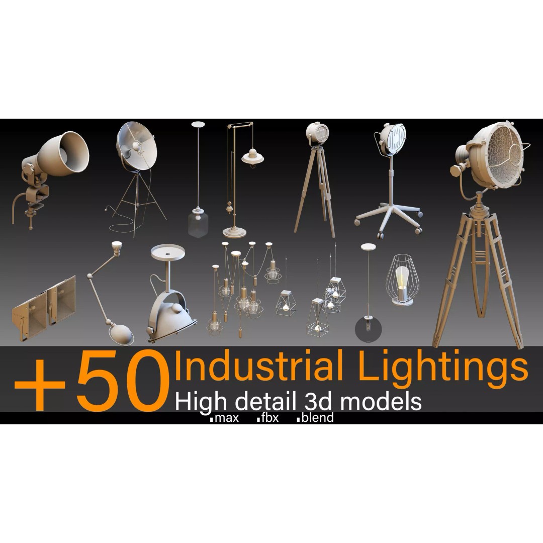 Industrial Lighting 3D Model – High Detail Assets for CG Projects, FBX, Blender - View 2