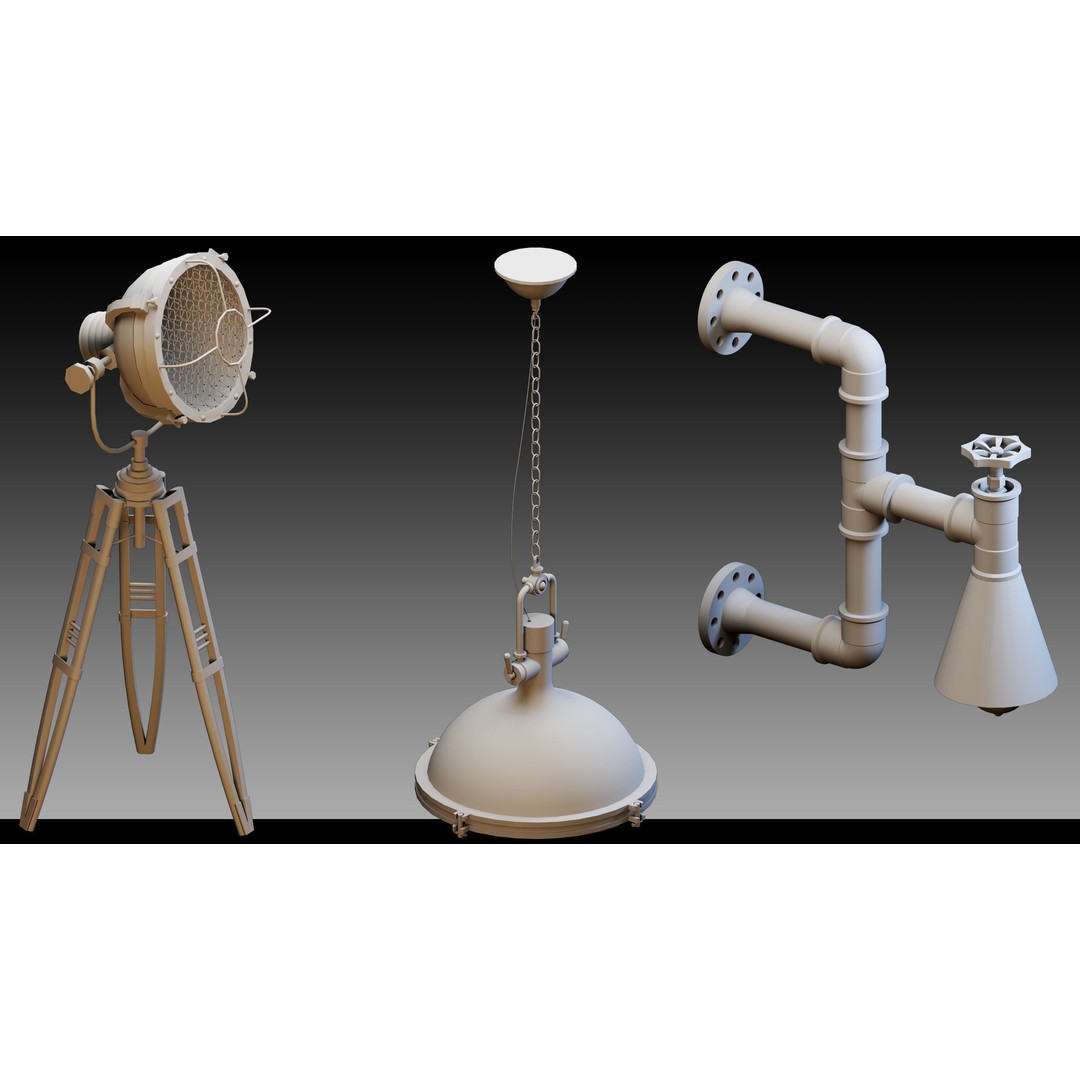 Industrial Lighting 3D Model – High Detail Assets for CG Projects, FBX, Blender - View 3