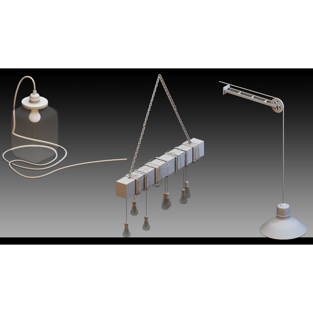 Industrial Lighting 3D Model – High Detail Assets for CG Projects, FBX, Blender - View 4