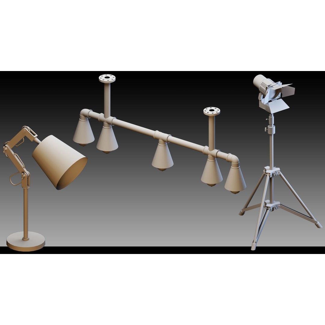 Industrial Lighting 3D Model – High Detail Assets for CG Projects, FBX, Blender - View 5