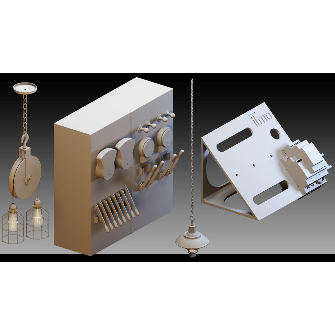 Industrial Lighting 3D Model – High Detail Assets for CG Projects, FBX, Blender - View 9