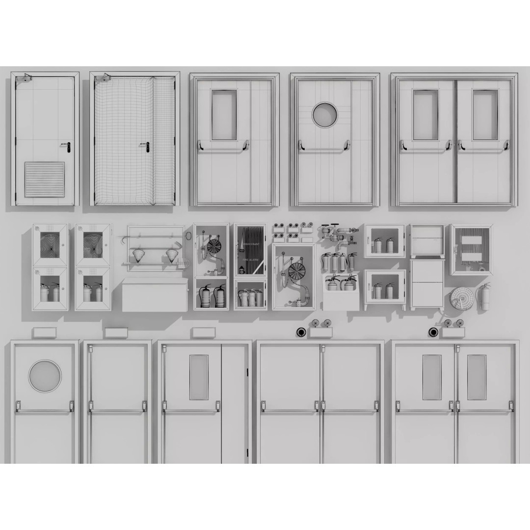 Industrial Doors 3D Model – High Poly Architectural Asset, FBX, OBJ - View 7