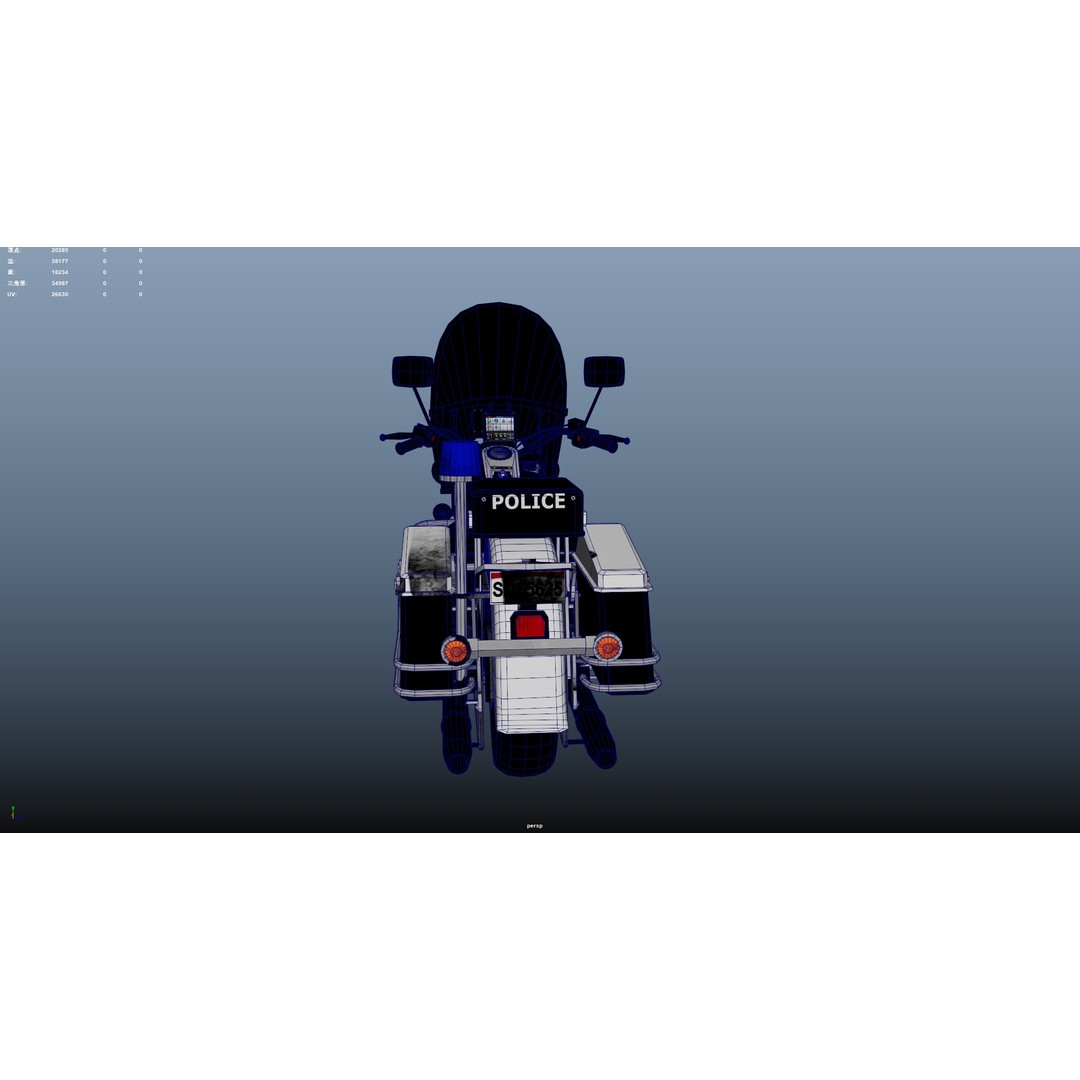 Motorbike 3D Model – Low Poly Police Vehicle, FBX, OBJ, PBR