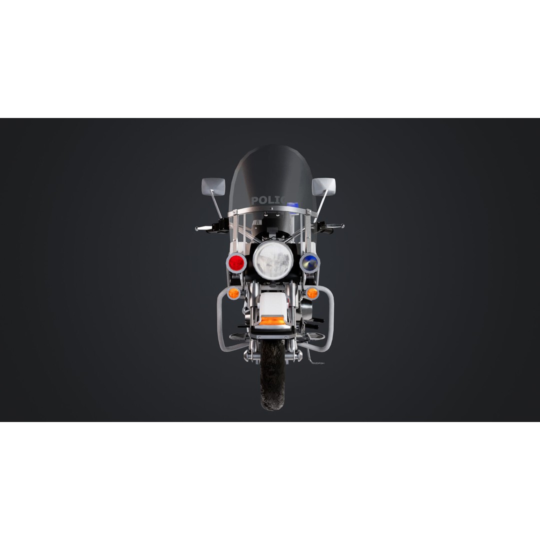 Motorbike 3D Model – Low Poly Police Vehicle, FBX, OBJ, PBR - View 3