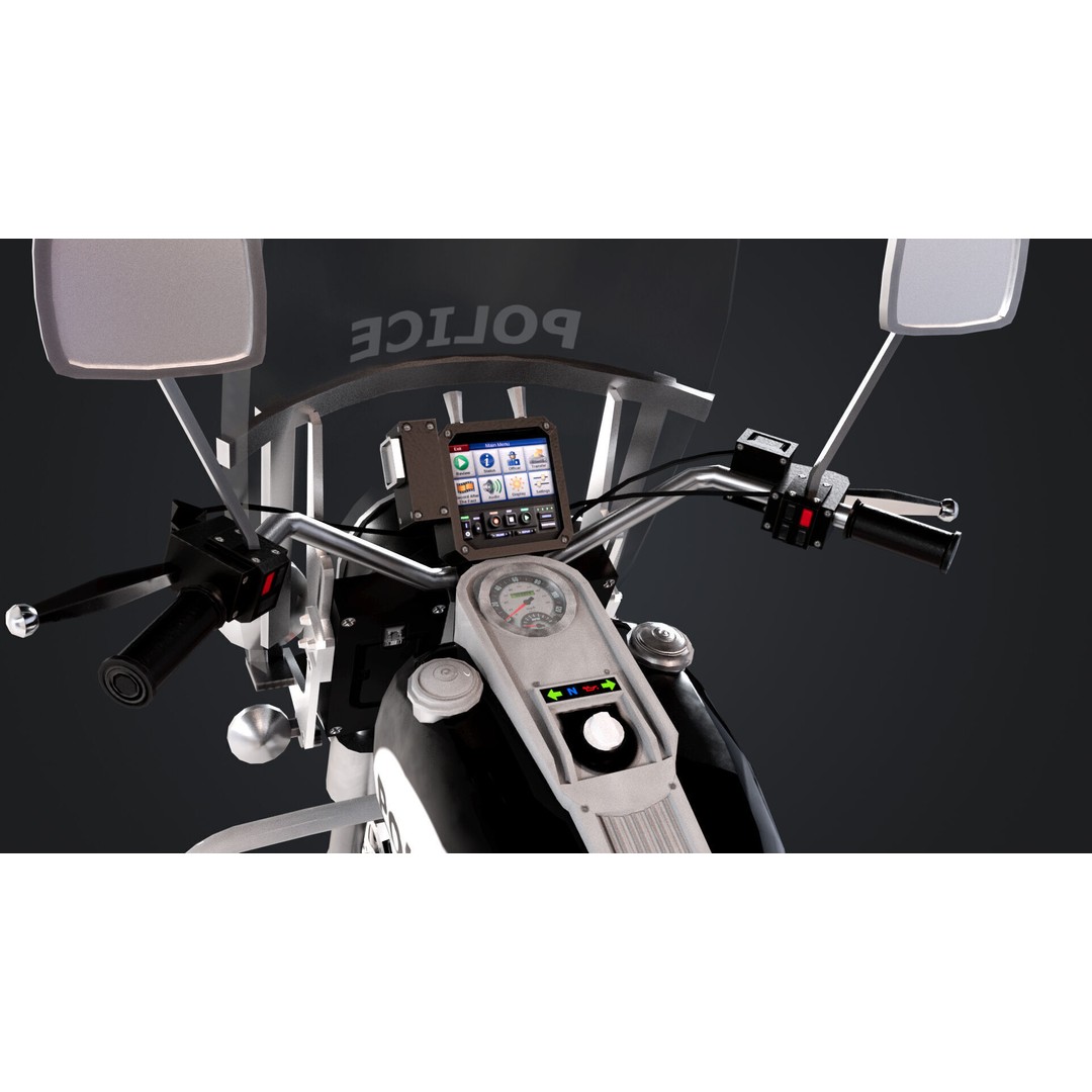 Motorbike 3D Model – Low Poly Police Vehicle, FBX, OBJ, PBR - View 7
