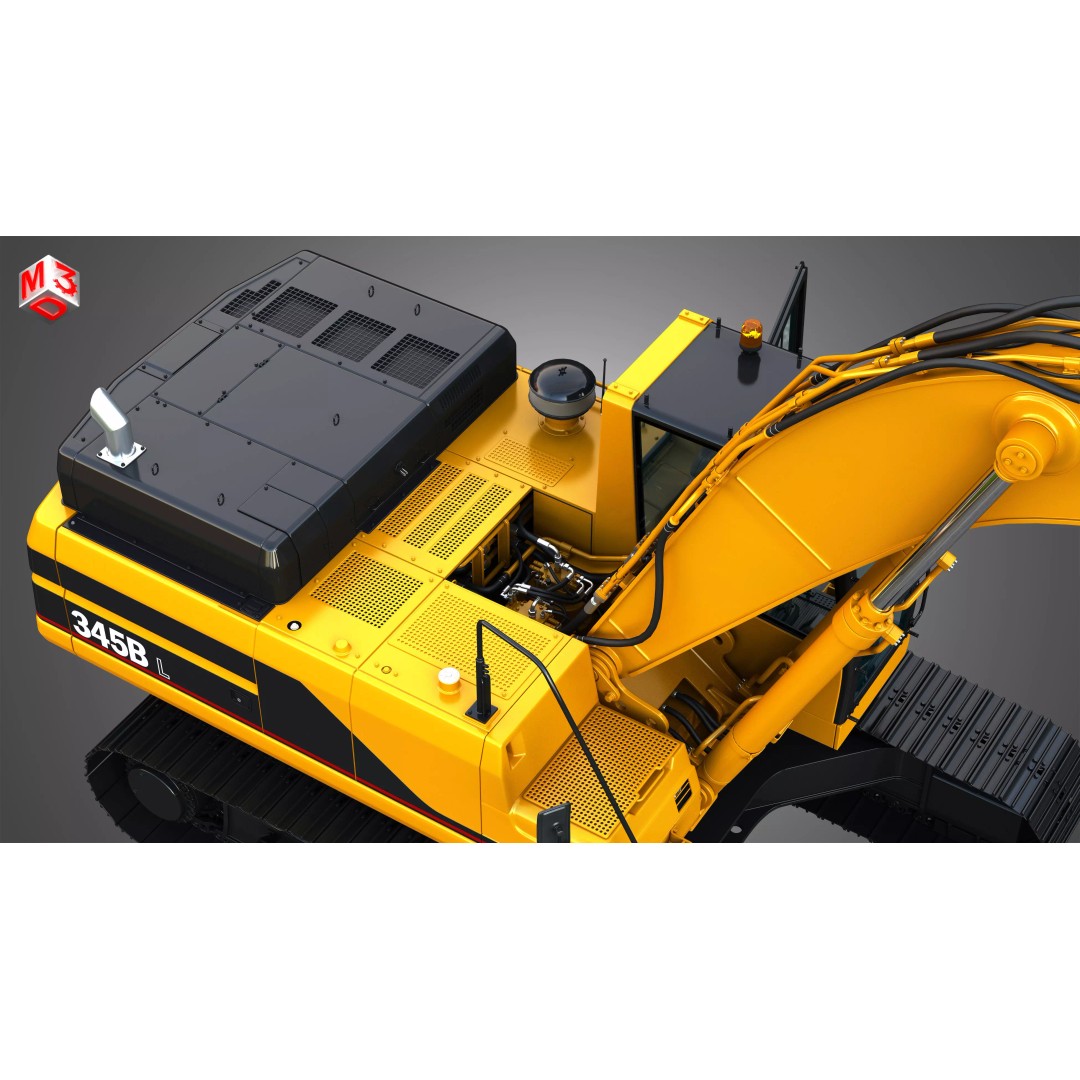345BL Excavator 3D Model – High Poly PBR Vehicle, FBX, OBJ