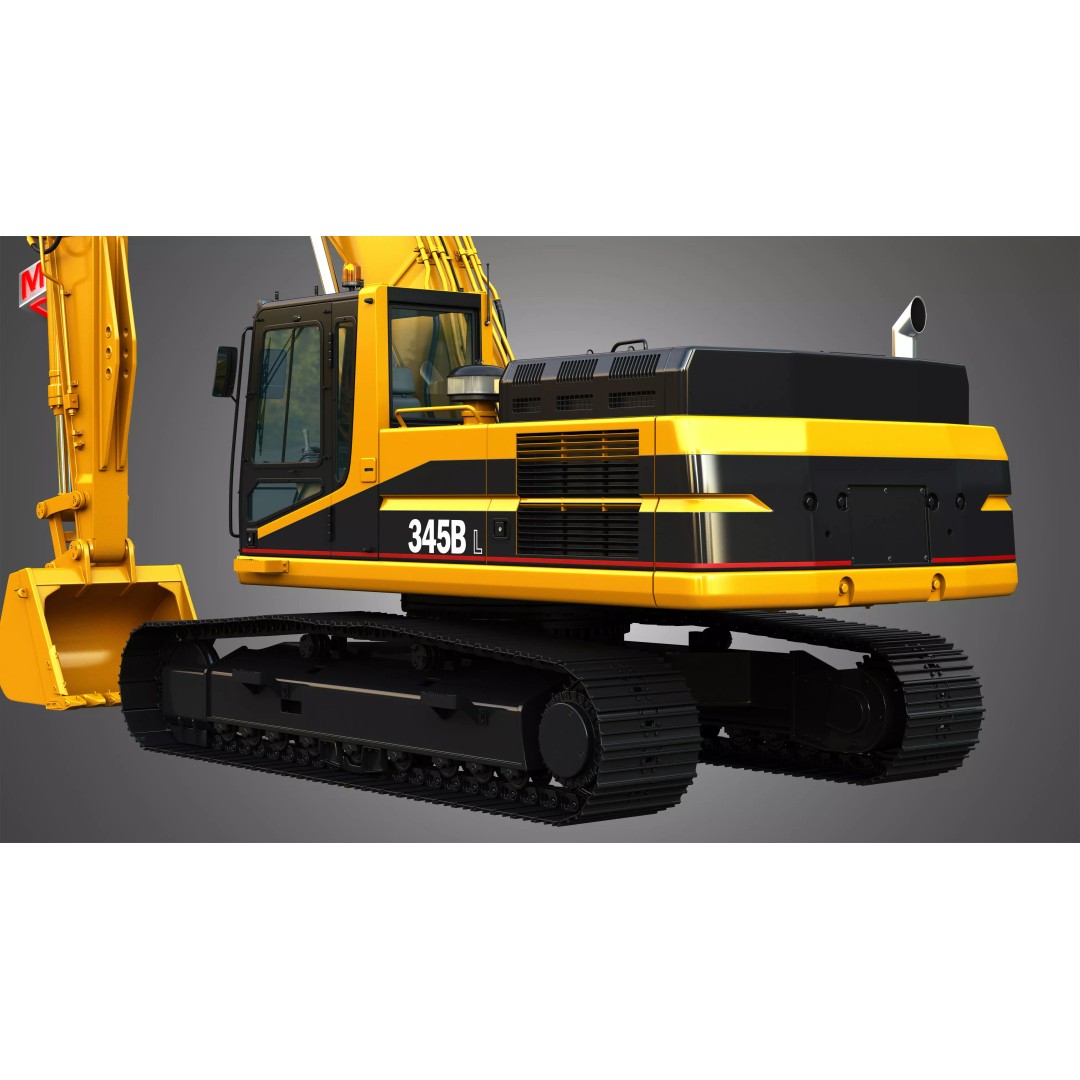 345BL Excavator 3D Model – High Poly PBR Vehicle, FBX, OBJ - View 10