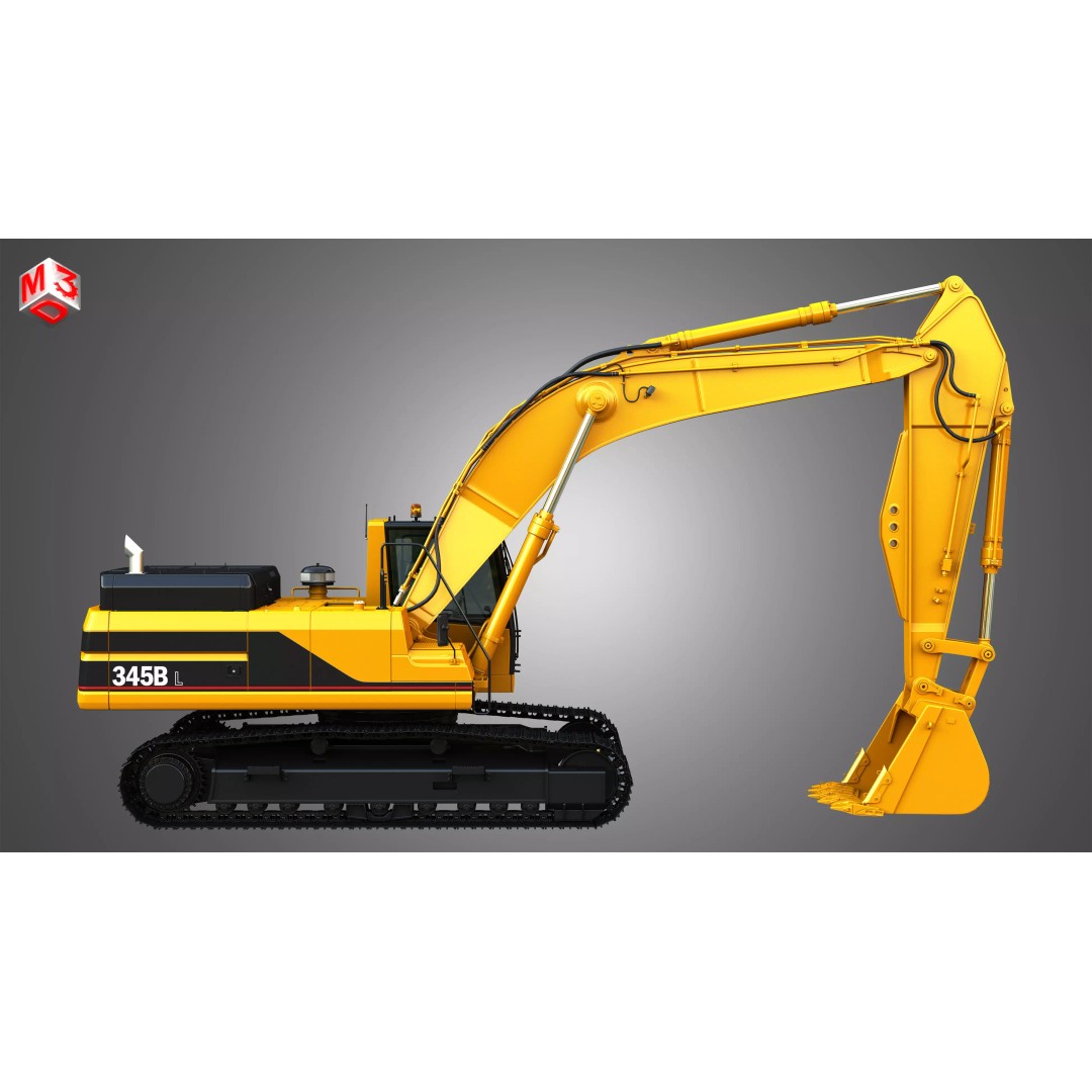 345BL Excavator 3D Model – High Poly PBR Vehicle, FBX, OBJ - View 12