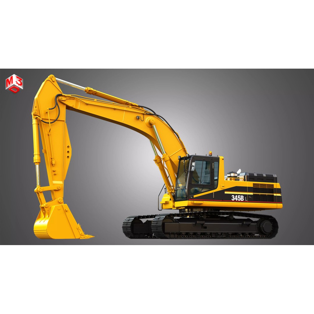 345BL Excavator 3D Model – High Poly PBR Vehicle, FBX, OBJ - View 13