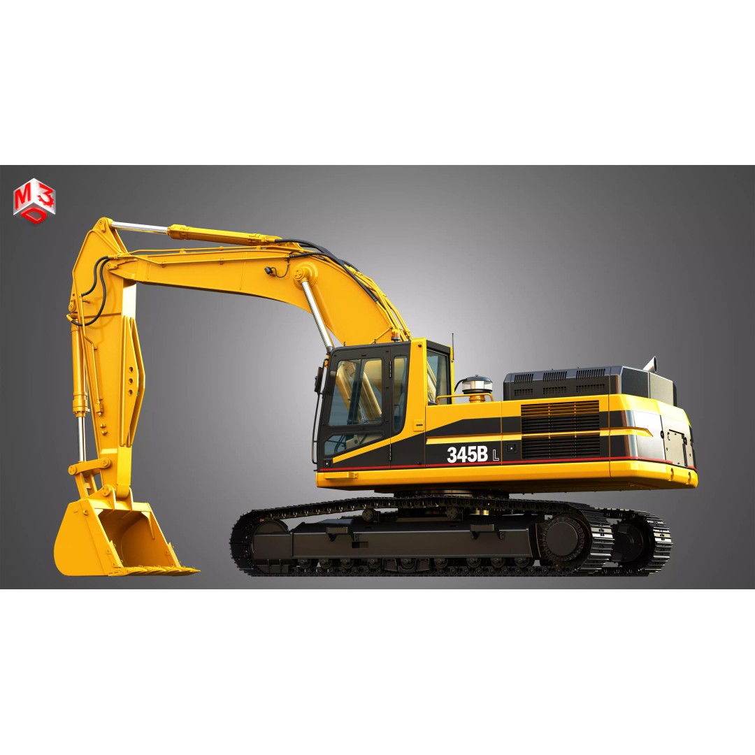 345BL Excavator 3D Model – High Poly PBR Vehicle, FBX, OBJ - View 16