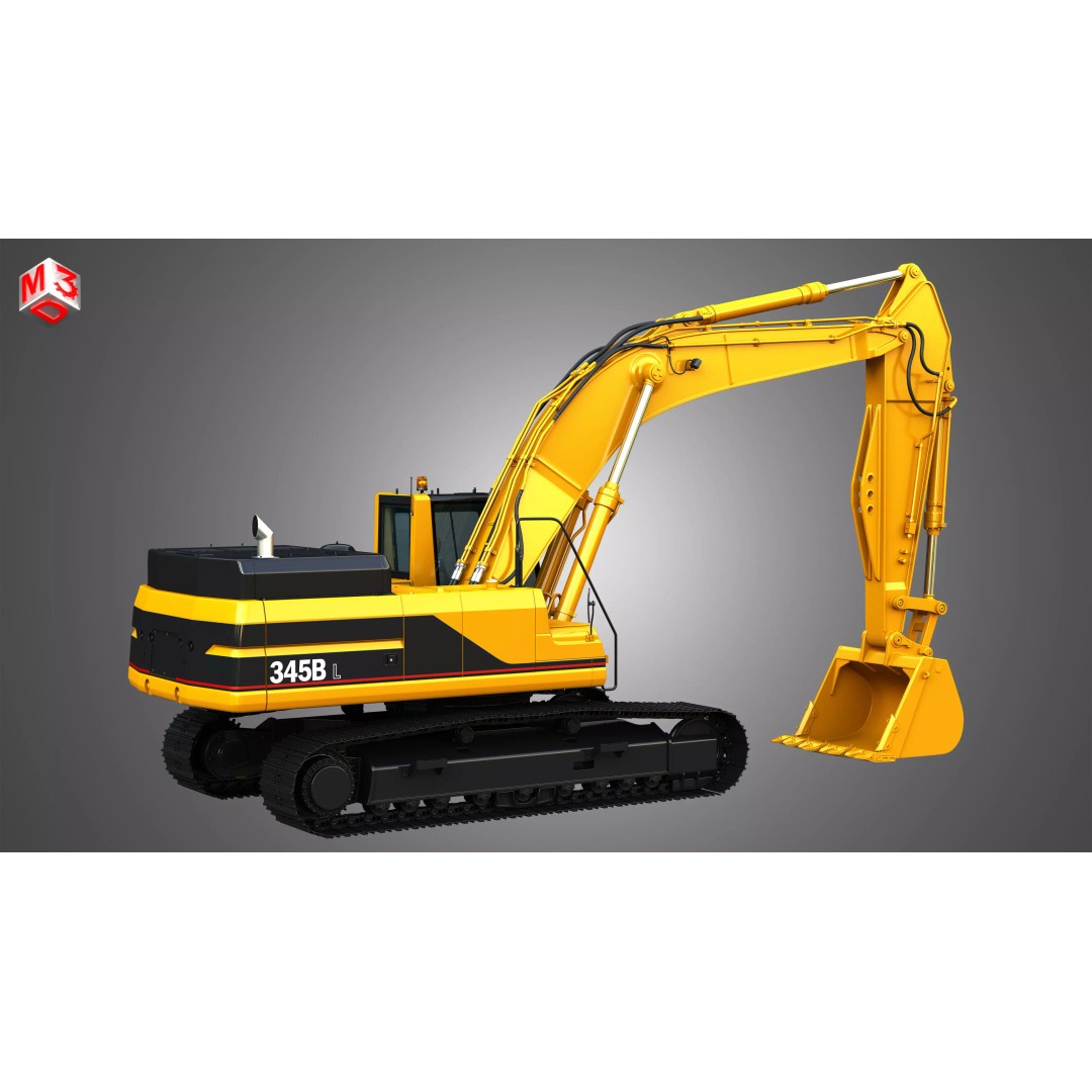 345BL Excavator 3D Model – High Poly PBR Vehicle, FBX, OBJ - View 22