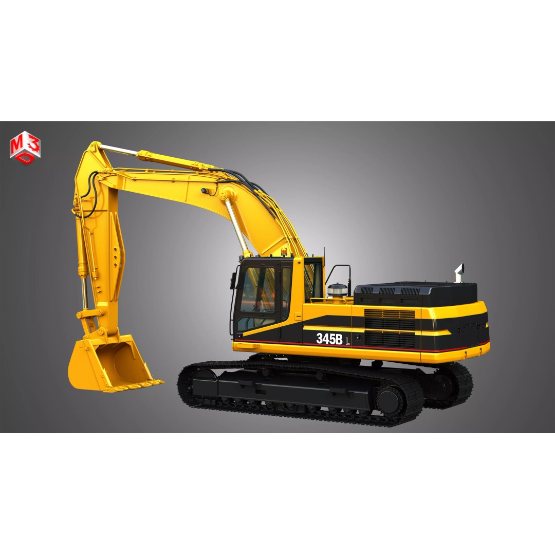 345BL Excavator 3D Model – High Poly PBR Vehicle, FBX, OBJ - View 24
