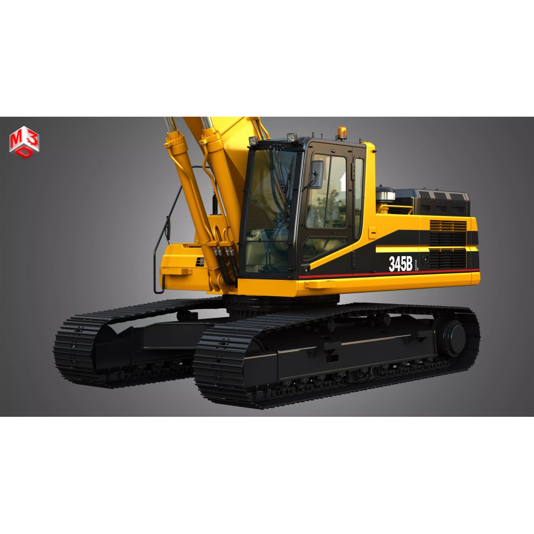 345BL Excavator 3D Model – High Poly PBR Vehicle, FBX, OBJ - View 3