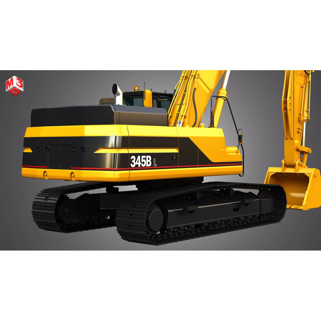 345BL Excavator 3D Model – High Poly PBR Vehicle, FBX, OBJ - View 6