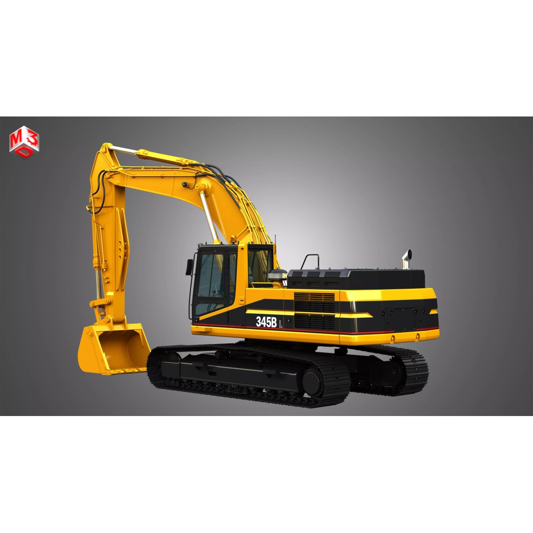 345BL Excavator 3D Model – High Poly PBR Vehicle, FBX, OBJ - View 9