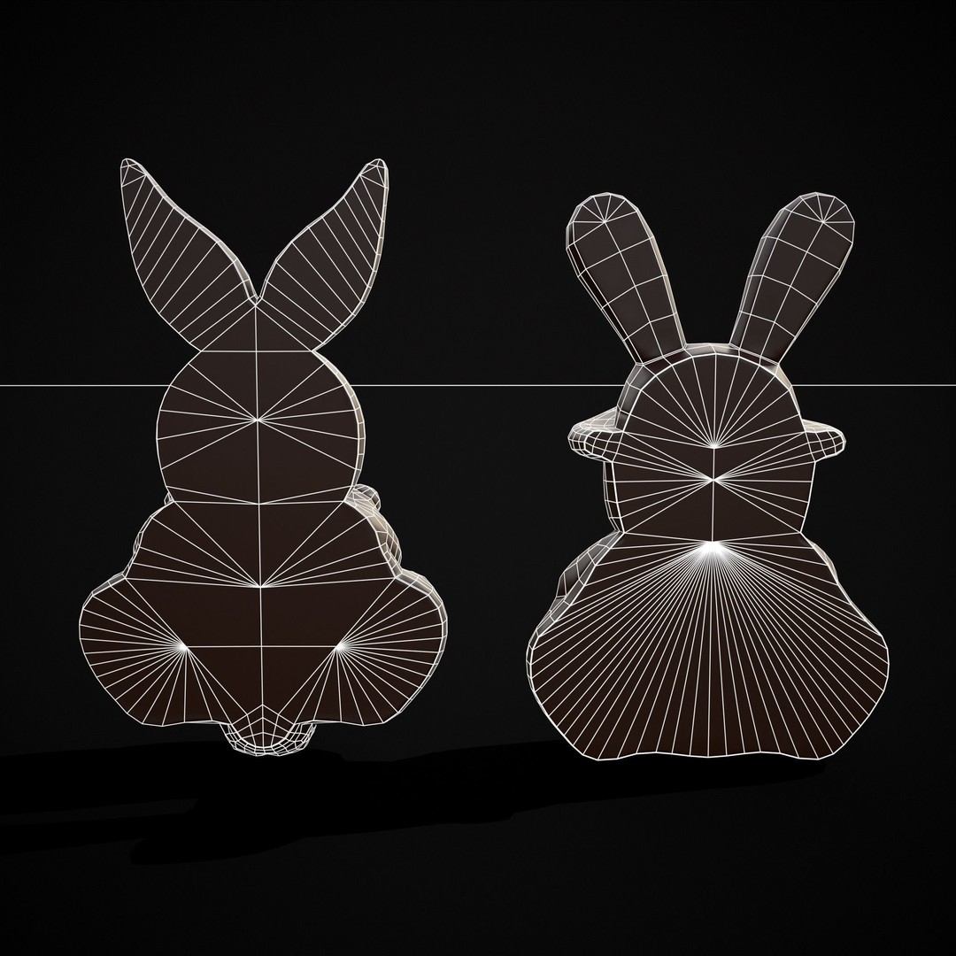 Easter Bunnies 3D Model – Low Poly PBR Game Asset, FBX & OBJ - View 11