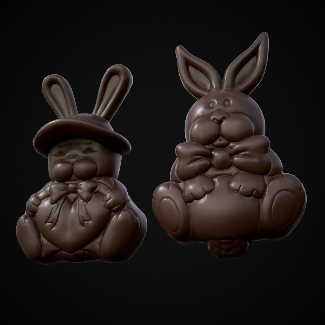 Easter Bunnies 3D Model – Low Poly PBR Game Asset, FBX & OBJ - View 16