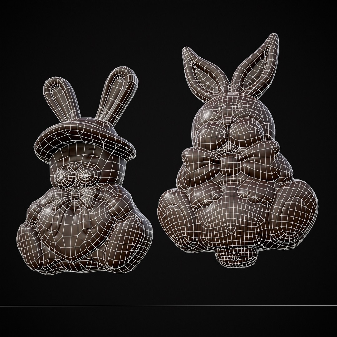 Easter Bunnies 3D Model – Low Poly PBR Game Asset, FBX & OBJ - View 17