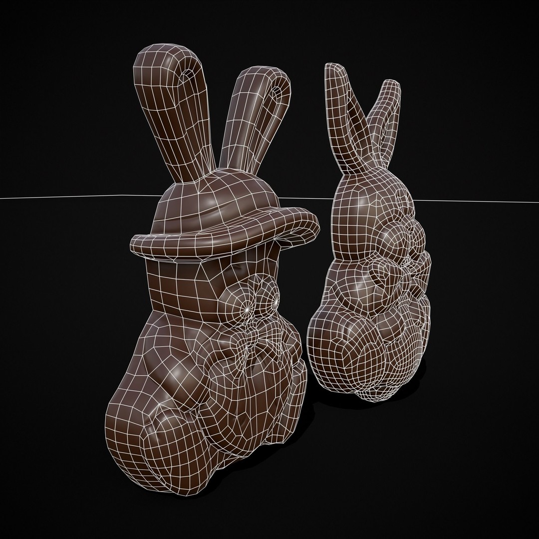 Easter Bunnies 3D Model – Low Poly PBR Game Asset, FBX & OBJ - View 21