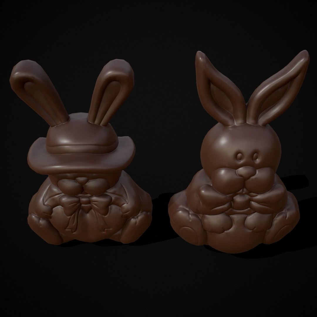 Easter Bunnies 3D Model – Low Poly PBR Game Asset, FBX & OBJ - View 22