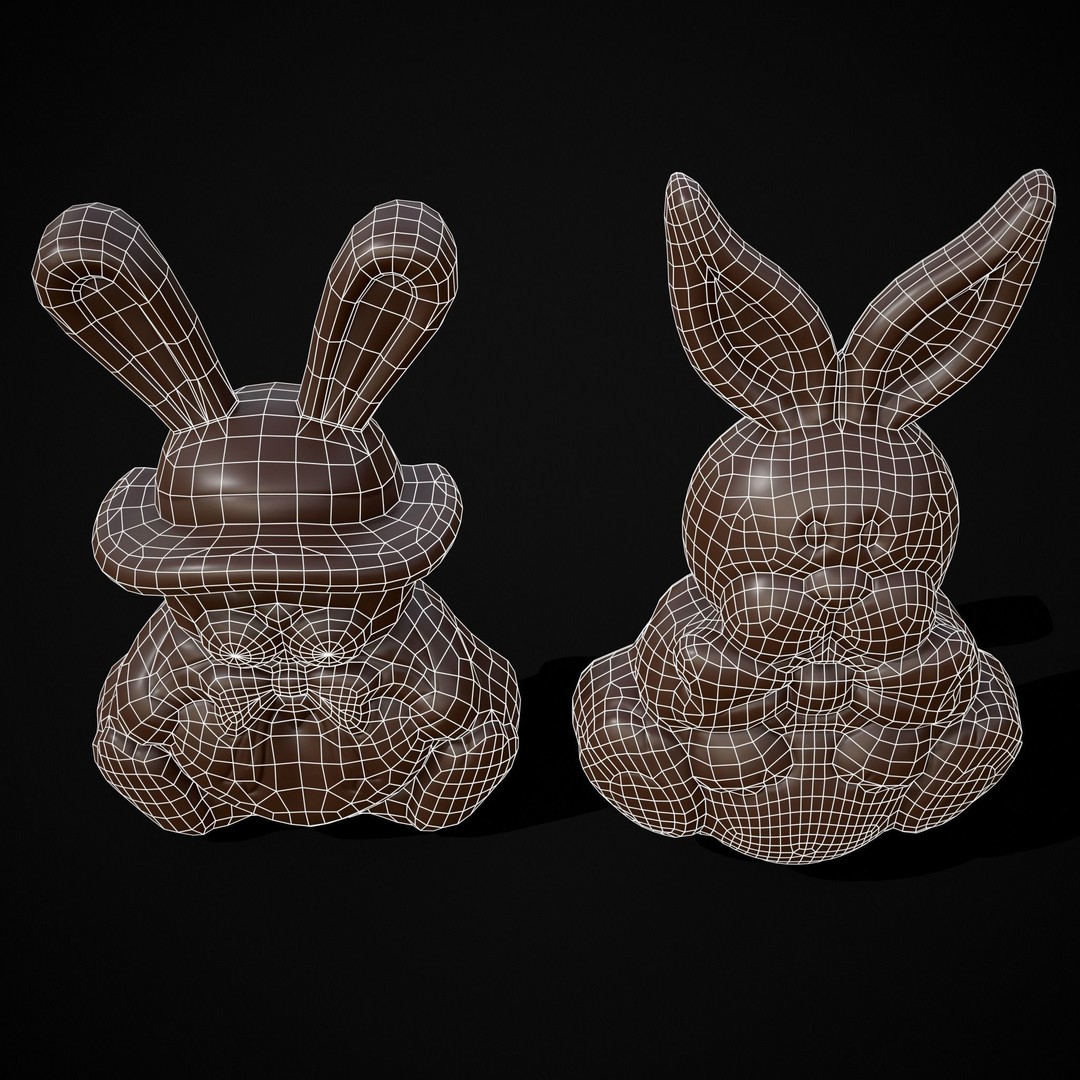 Easter Bunnies 3D Model – Low Poly PBR Game Asset, FBX & OBJ - View 23