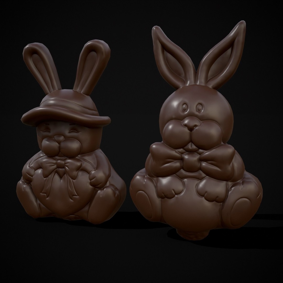 Easter Bunnies 3D Model – Low Poly PBR Game Asset, FBX & OBJ - View 24