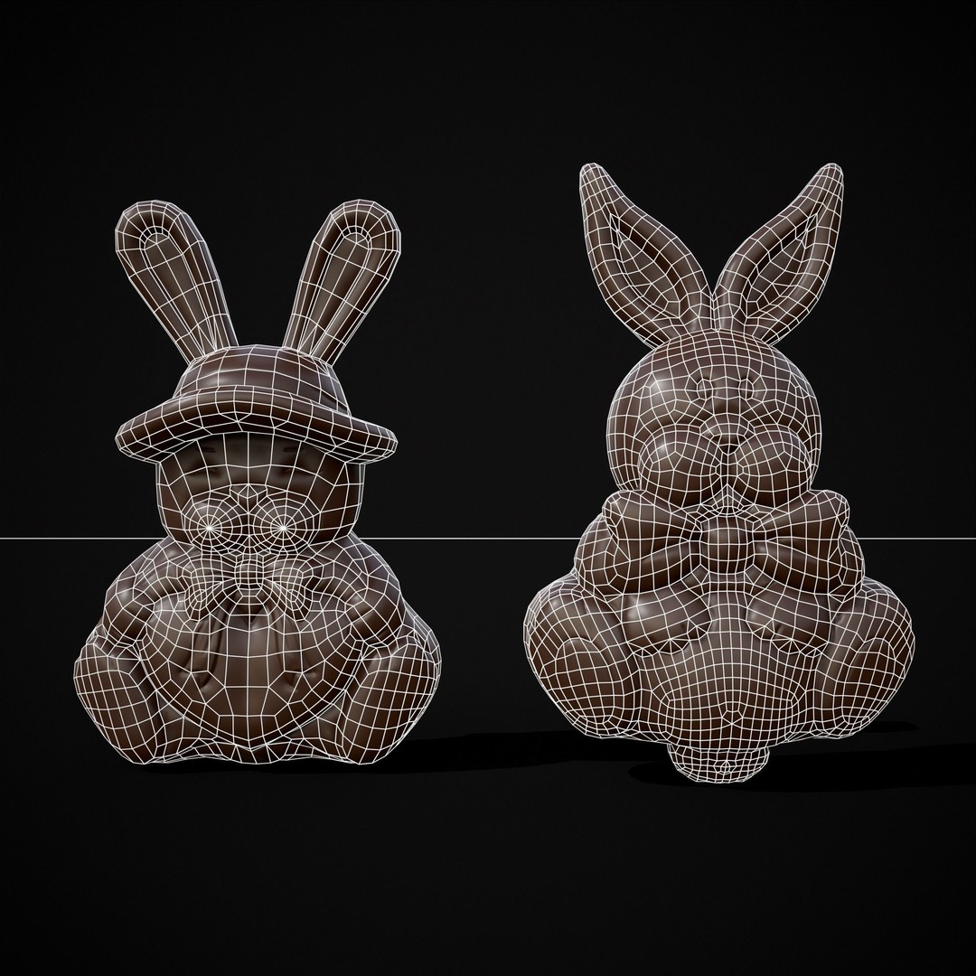 Easter Bunnies 3D Model – Low Poly PBR Game Asset, FBX & OBJ - View 5