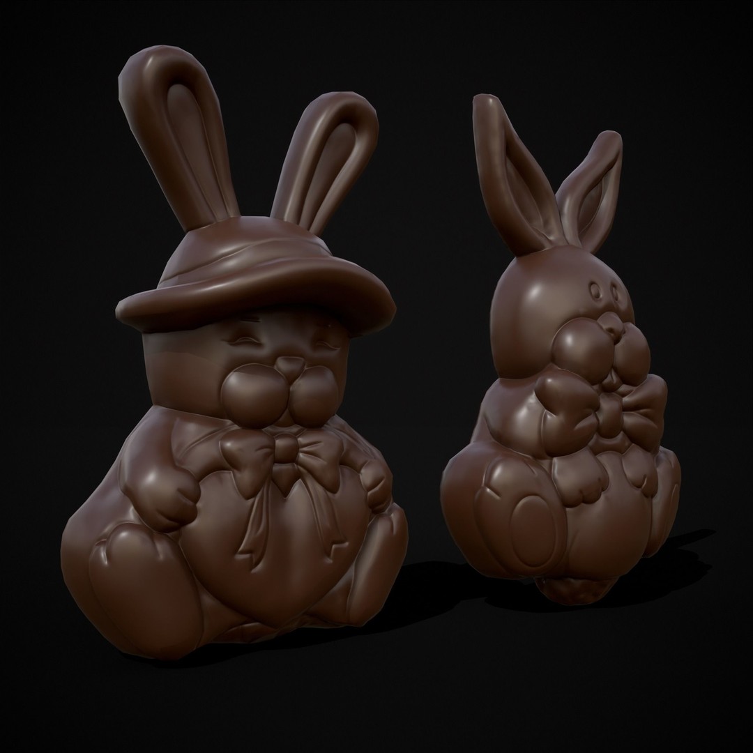 Easter Bunnies 3D Model – Low Poly PBR Game Asset, FBX & OBJ - View 6