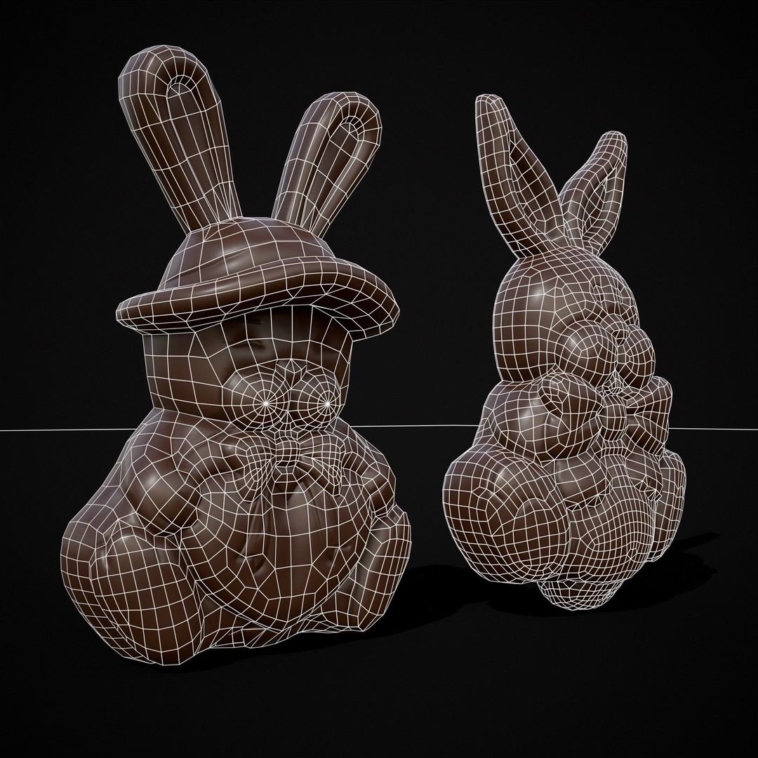 Easter Bunnies 3D Model – Low Poly PBR Game Asset, FBX & OBJ - View 7