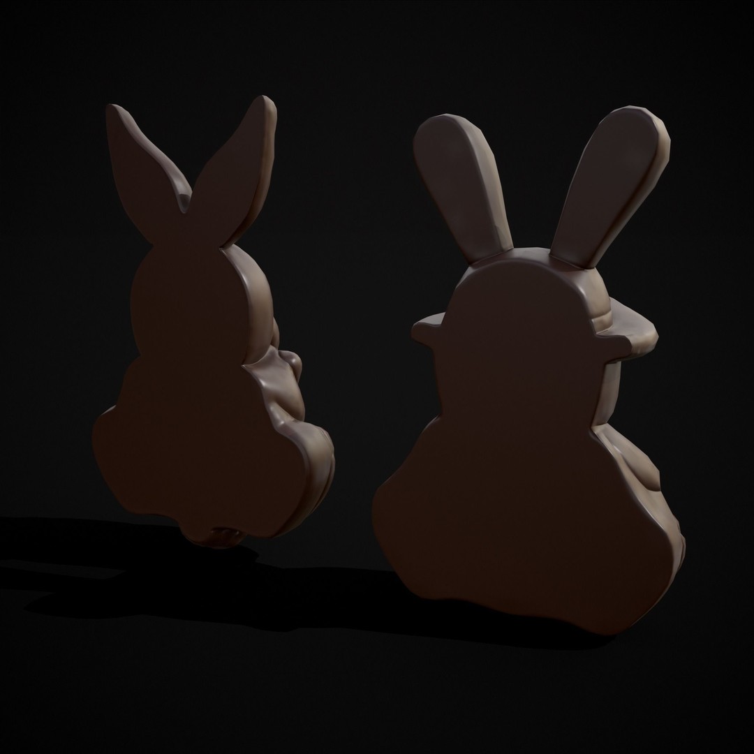 Easter Bunnies 3D Model – Low Poly PBR Game Asset, FBX & OBJ - View 8