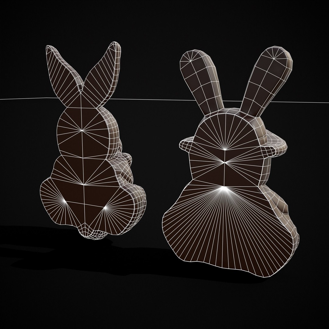 Easter Bunnies 3D Model – Low Poly PBR Game Asset, FBX & OBJ - View 9