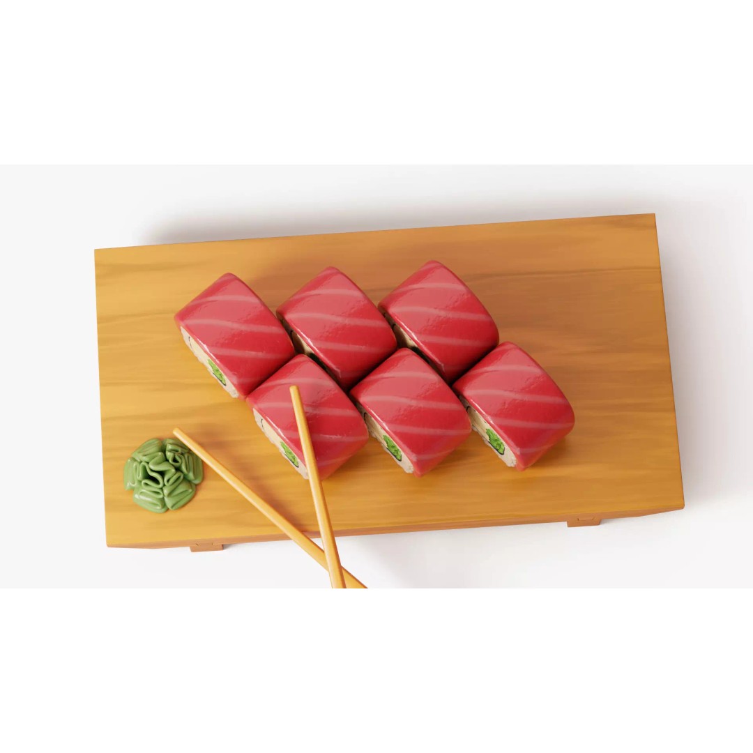 Tuna Roll 3D Model – Stylized Sushi Set with PBR Textures - View 5