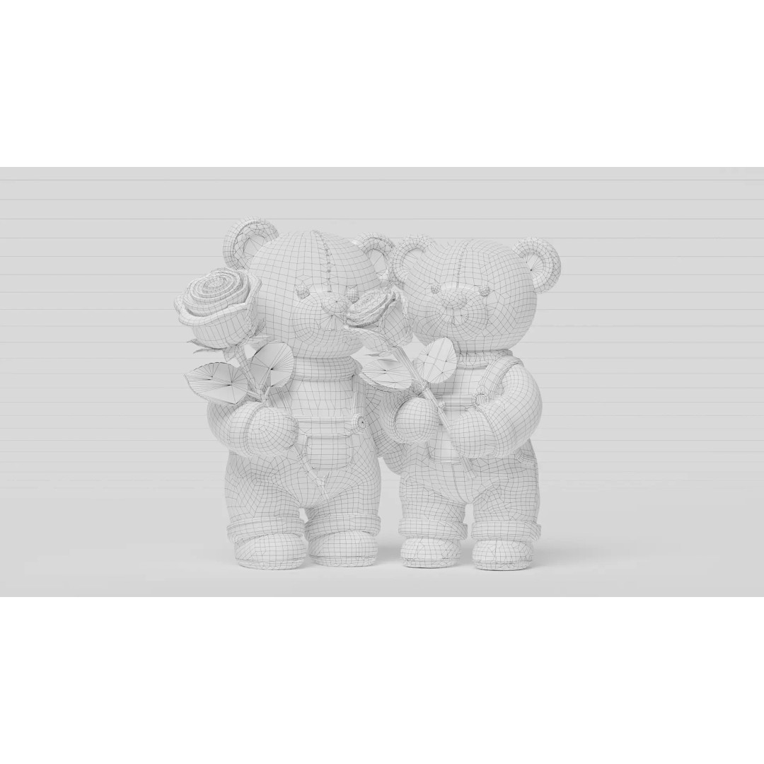 Couple Bear Doll 3D Model – Cute Toy Character with PBR Textures