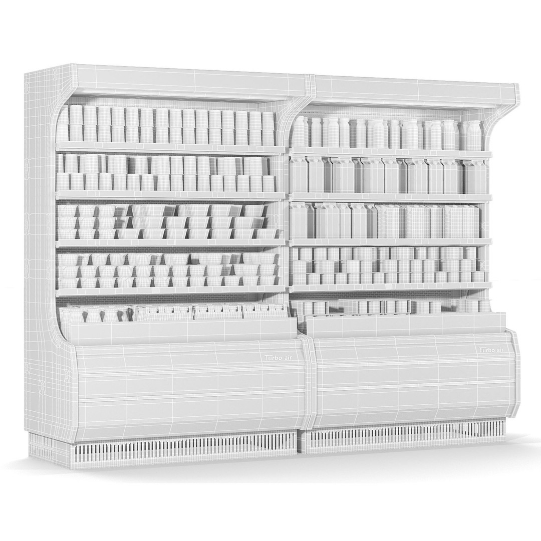 Dairy Product Display Fridge 3D Model – Realistic Supermarket Asset, FBX, OBJ