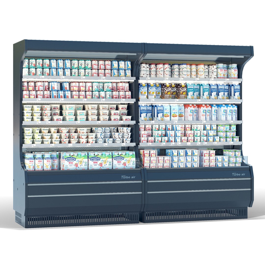 Dairy Product Display Fridge 3D Model – Realistic Supermarket Asset, FBX, OBJ - View 4