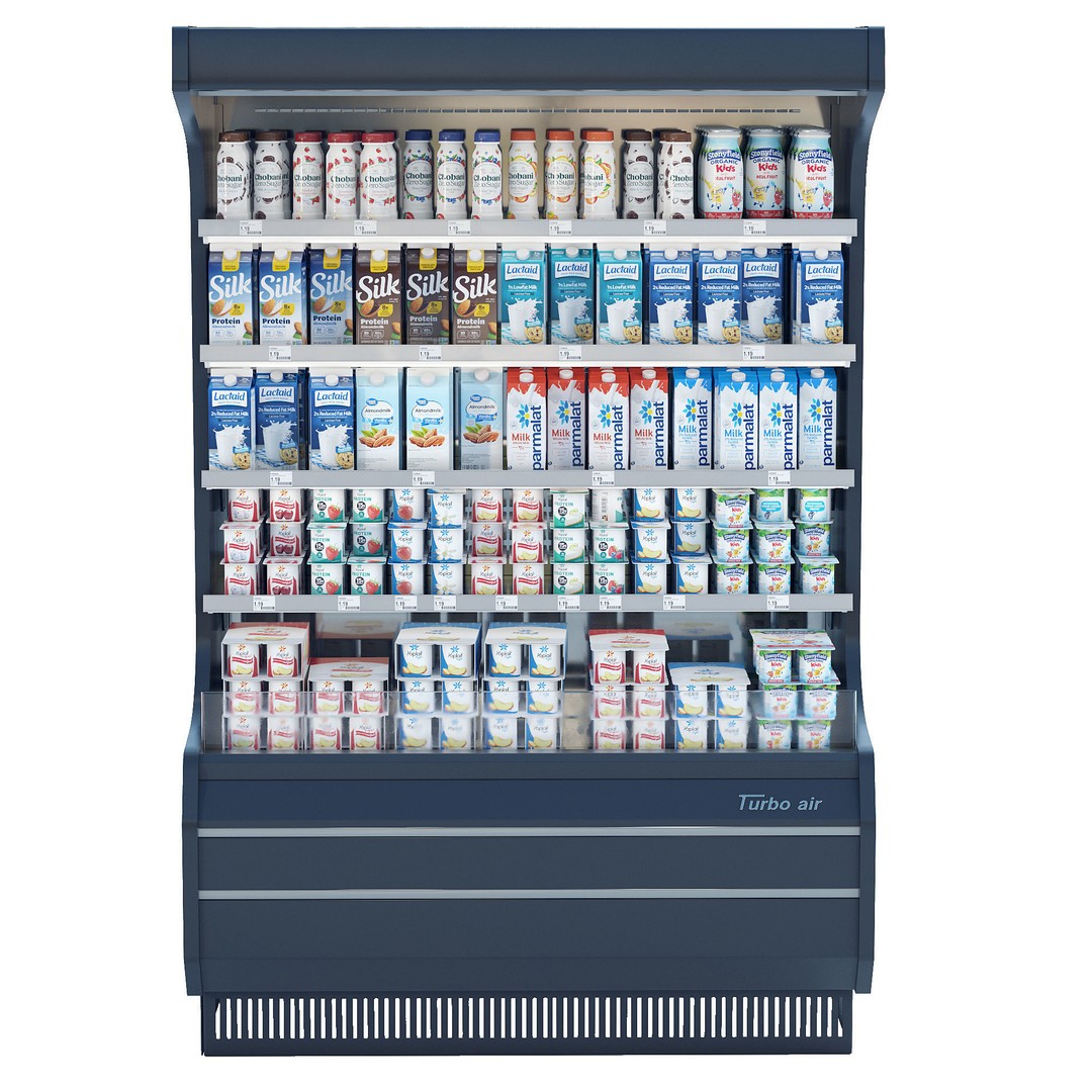 Dairy Product Display Fridge 3D Model – Realistic Supermarket Asset, FBX, OBJ - View 6