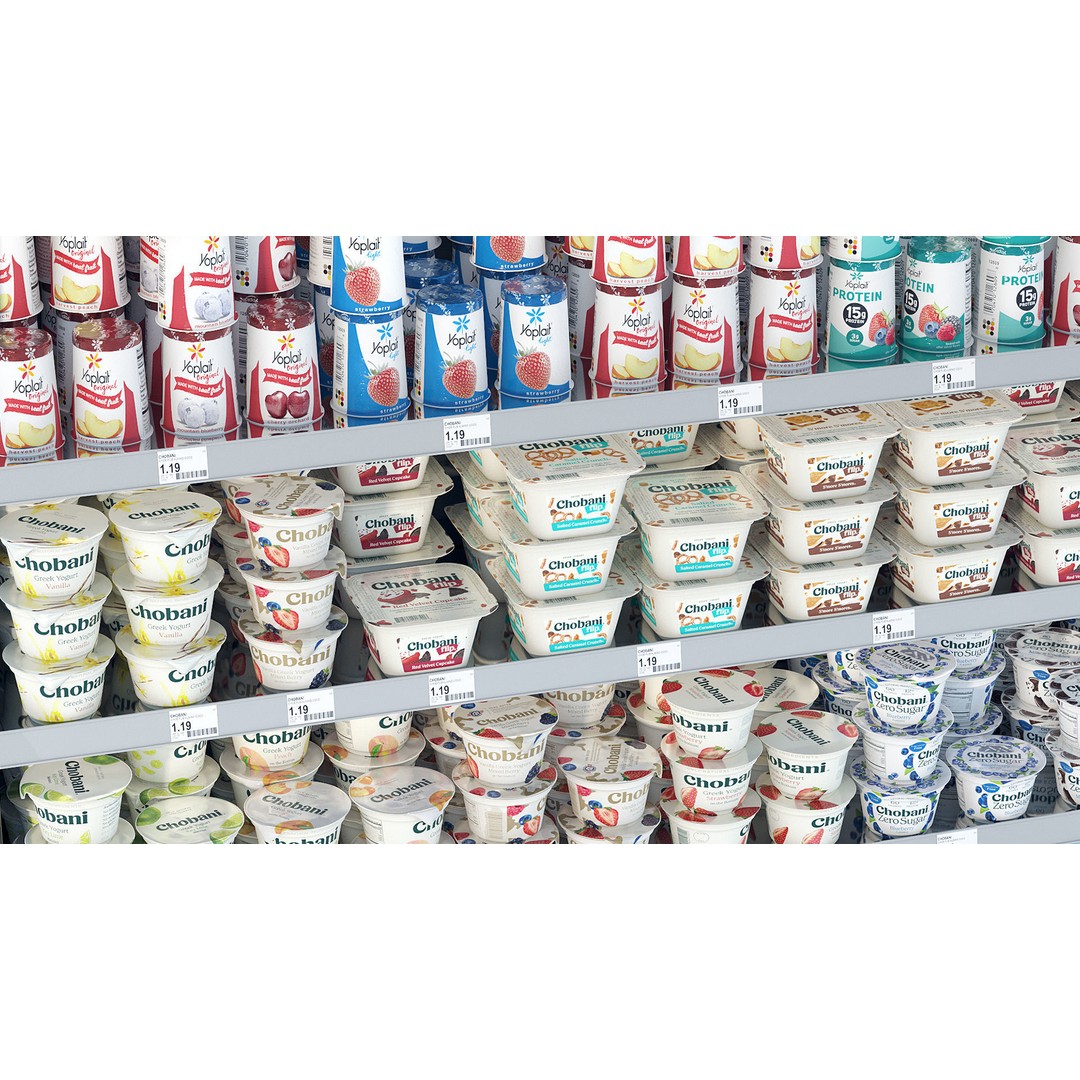 Dairy Product Display Fridge 3D Model – Realistic Supermarket Asset, FBX, OBJ - View 9