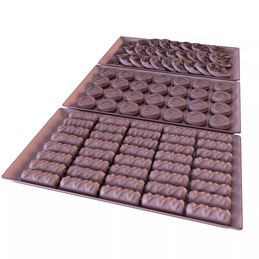 Sweet Trays Set 3D Model – High-Quality Bakery Asset with PBR Textures