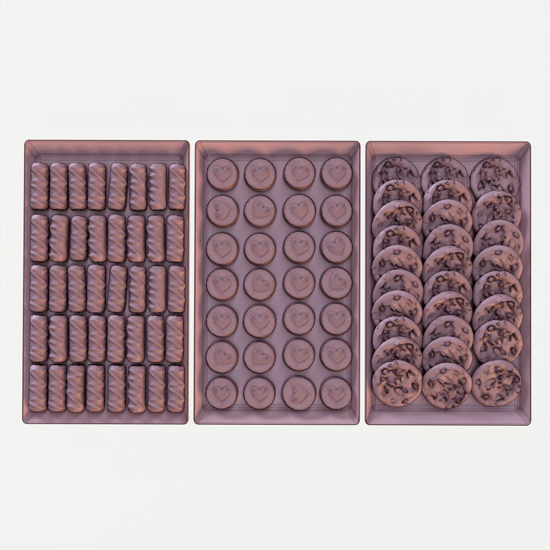 Sweet Trays Set 3D Model – High-Quality Bakery Asset with PBR Textures - View 13
