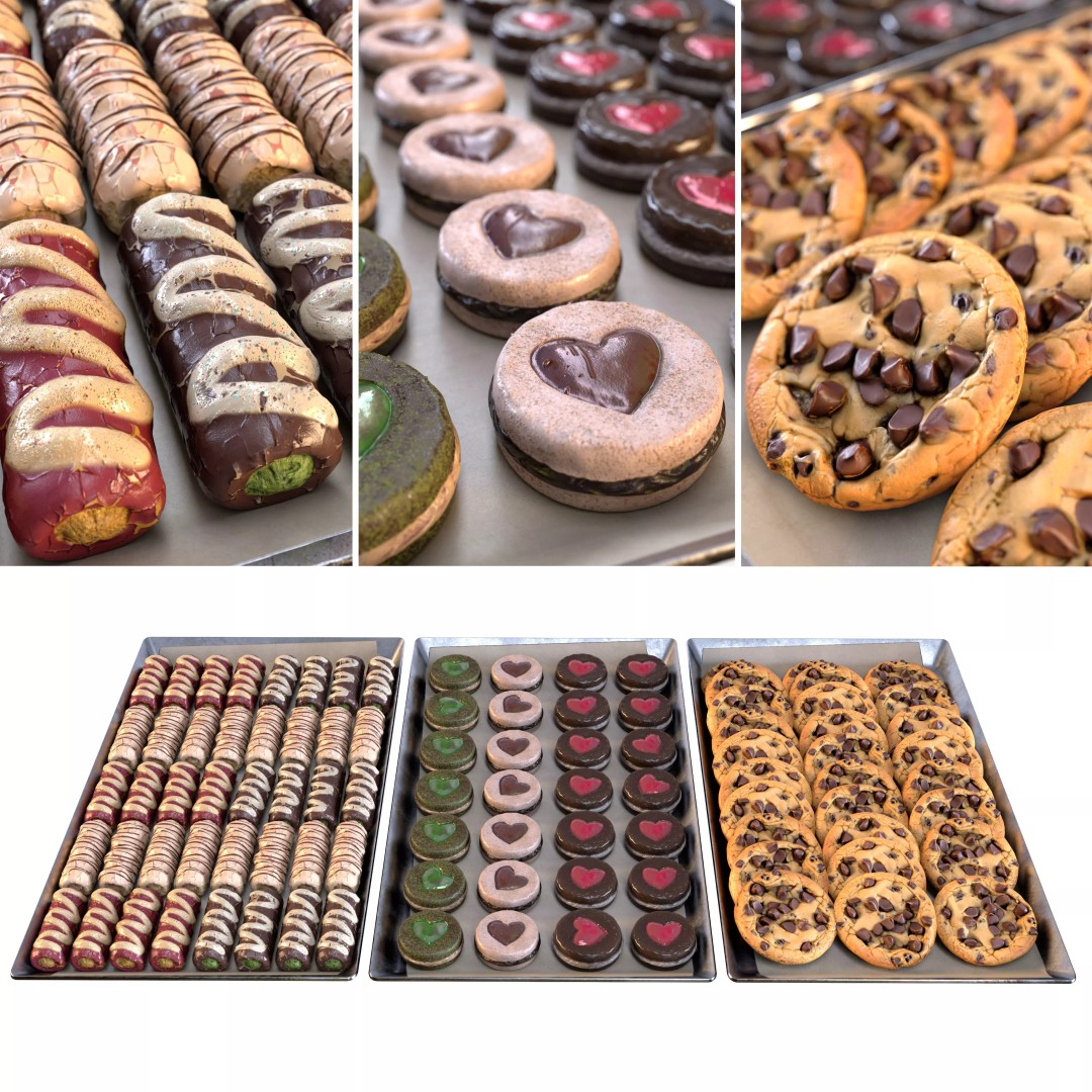 Sweet Trays Set 3D Model – High-Quality Bakery Asset with PBR Textures - View 2