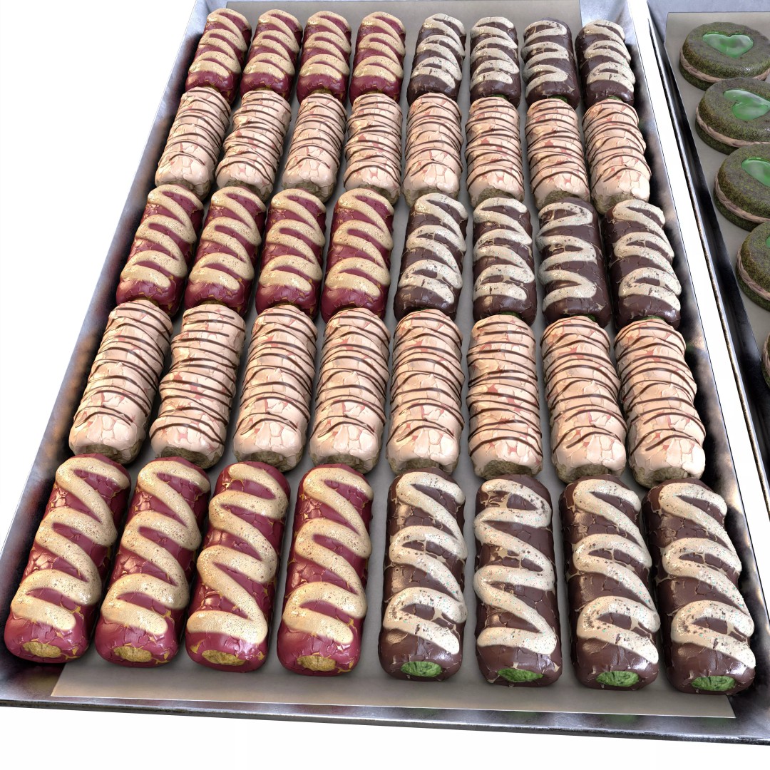 Sweet Trays Set 3D Model – High-Quality Bakery Asset with PBR Textures - View 7