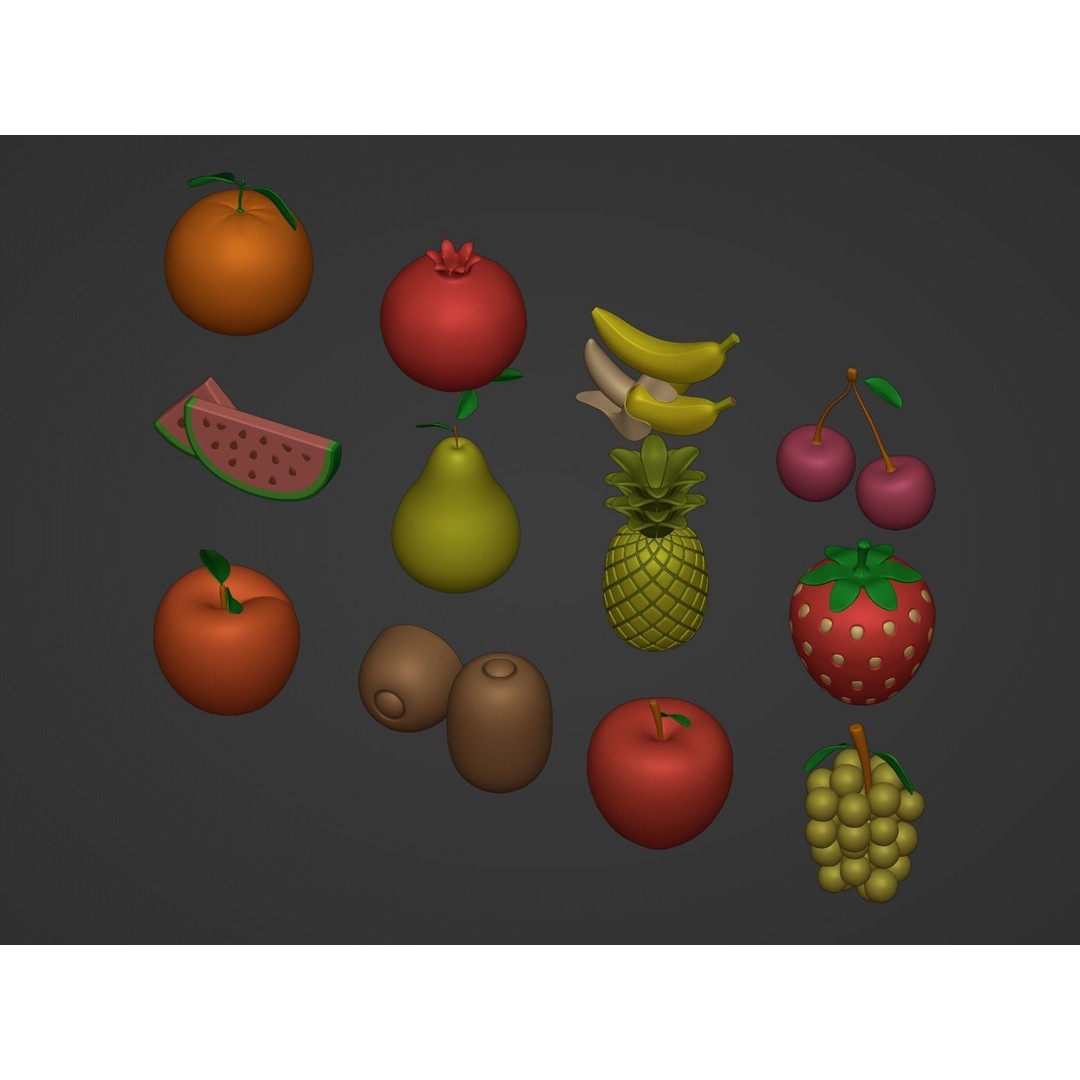 Cartoon Fruit Pack 3D Model – Low Poly Game Asset, FBX - View 10