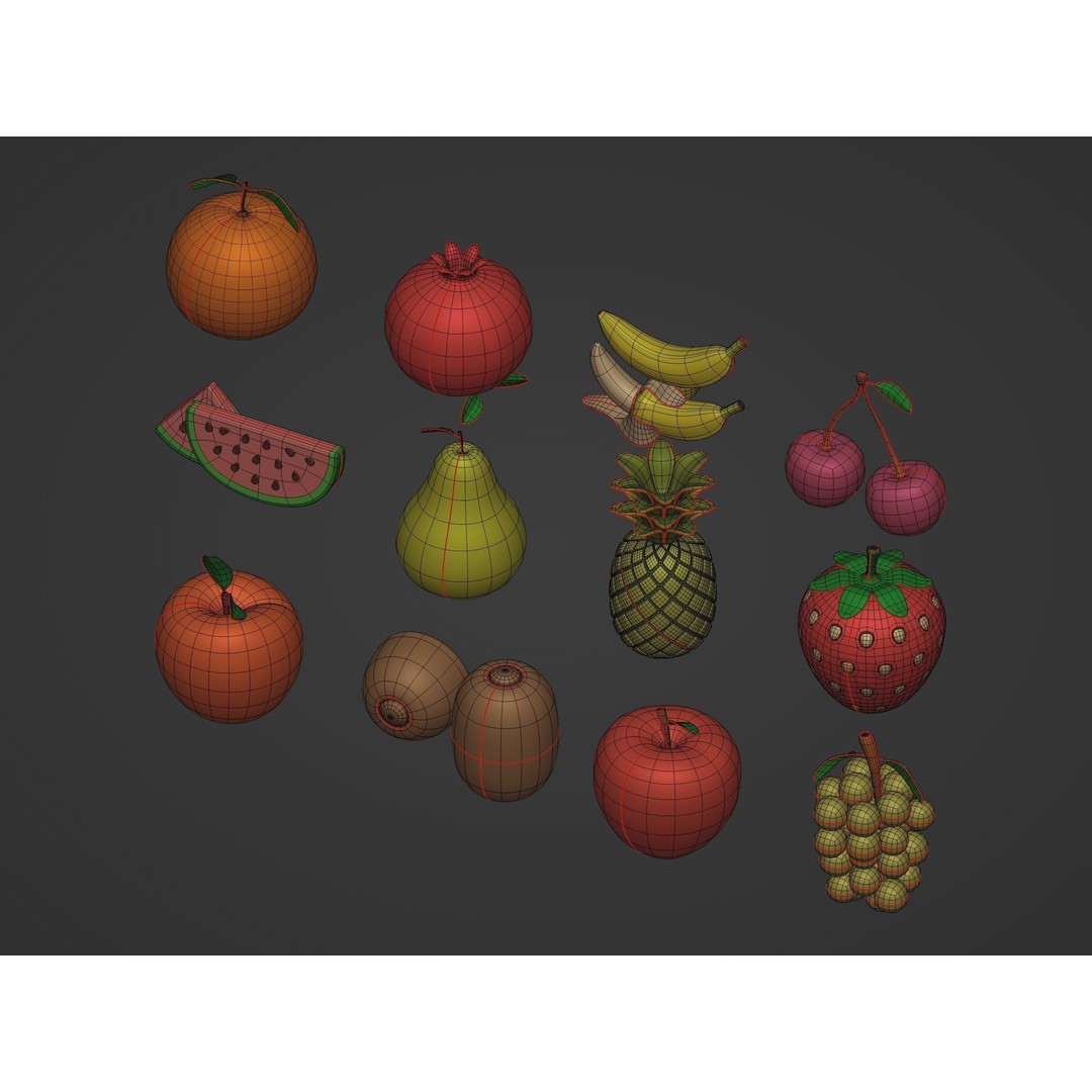 Cartoon Fruit Pack 3D Model – Low Poly Game Asset, FBX - View 11