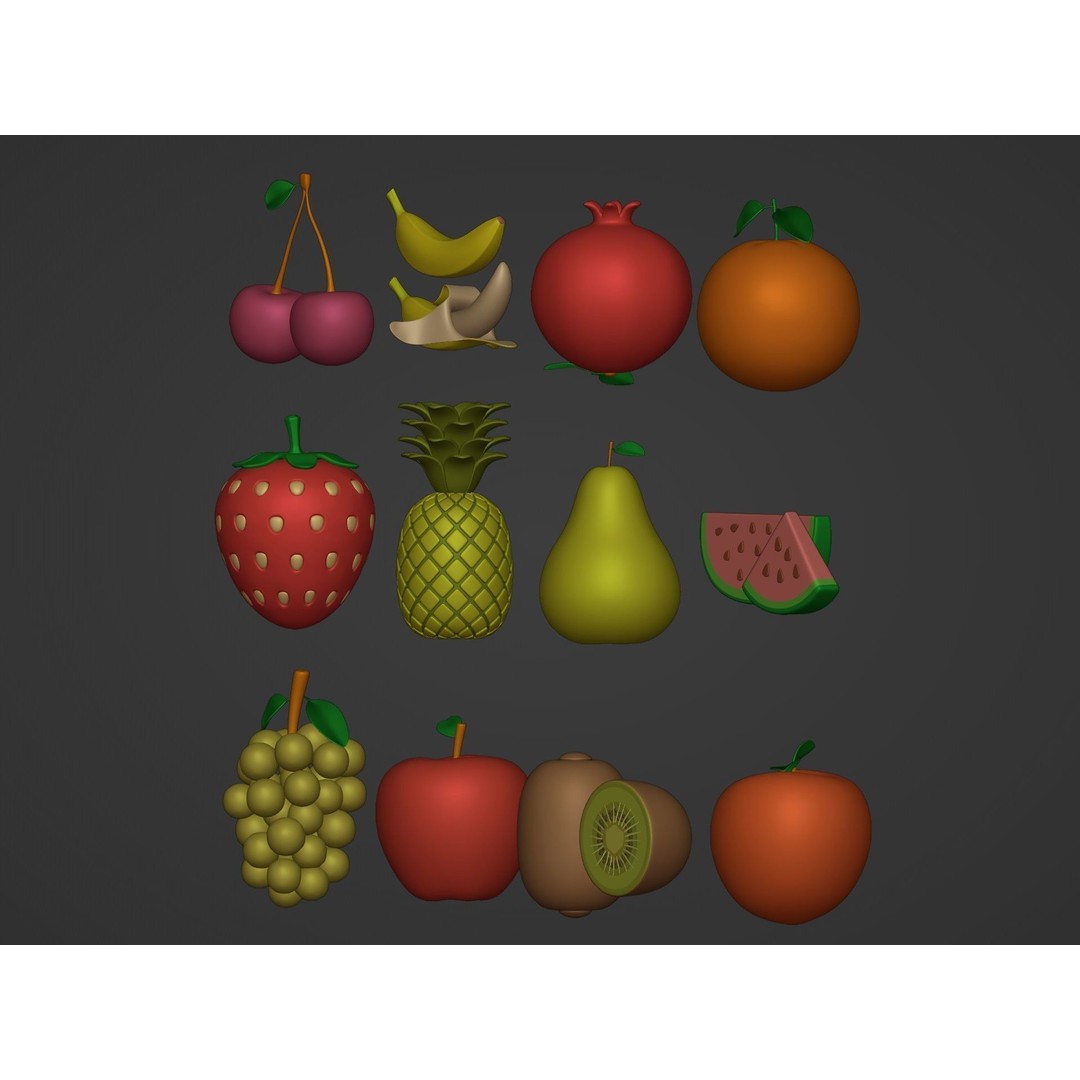 Cartoon Fruit Pack 3D Model – Low Poly Game Asset, FBX - View 6
