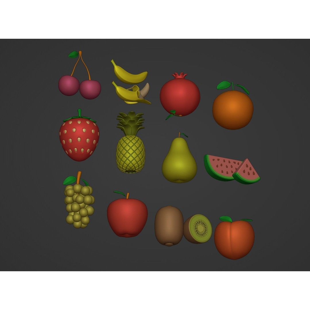 Cartoon Fruit Pack 3D Model – Low Poly Game Asset, FBX - View 8