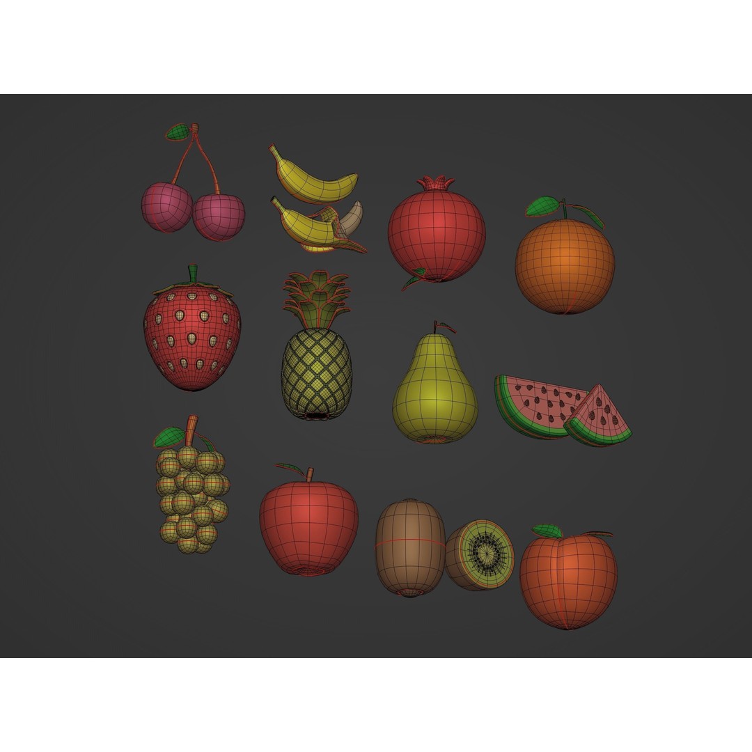 Cartoon Fruit Pack 3D Model – Low Poly Game Asset, FBX - View 9