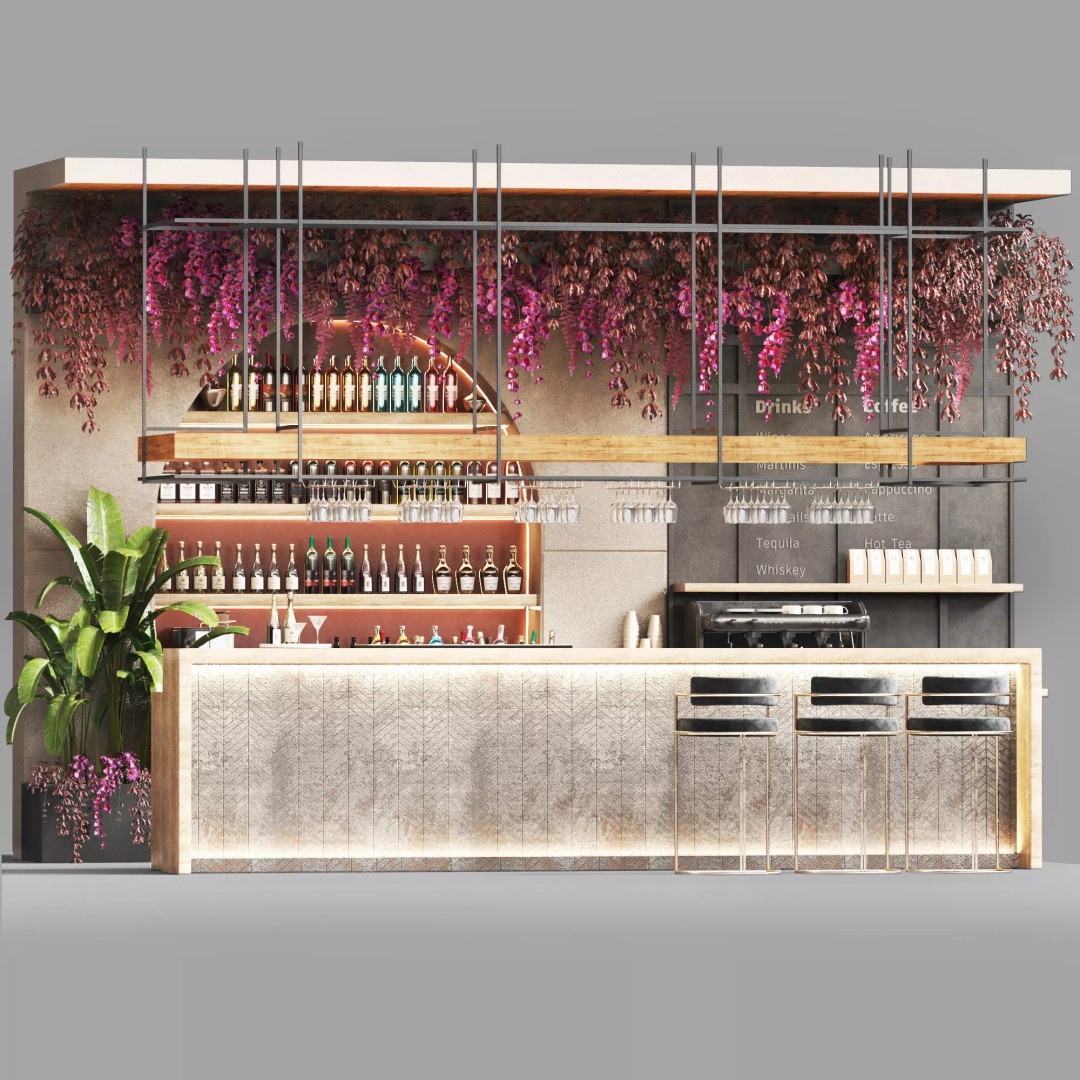 Cafe Bar 3D Model – Low Poly Interior Asset with UV Mapping, OBJ - View 2