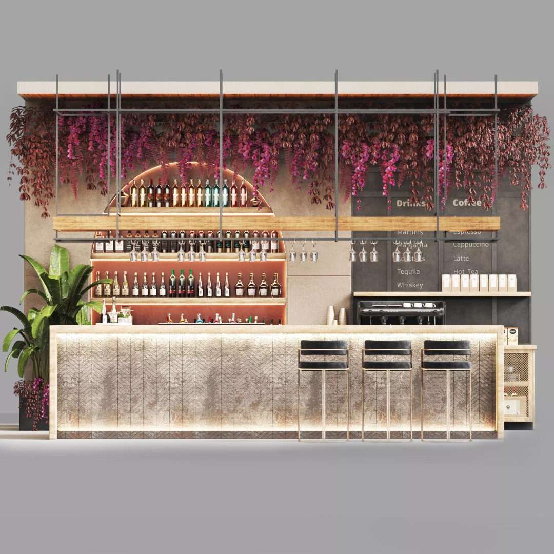 Cafe Bar 3D Model – Low Poly Interior Asset with UV Mapping, OBJ - View 5