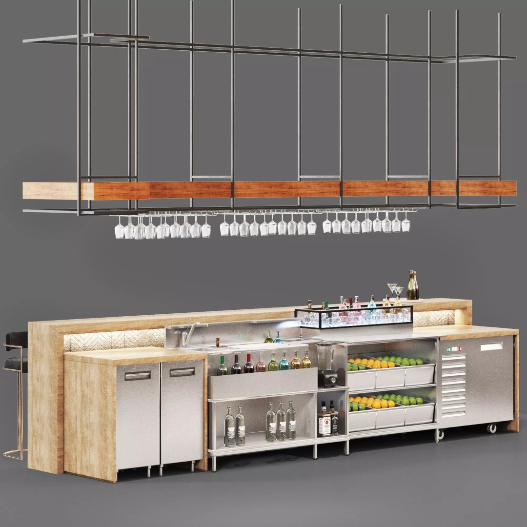 Cafe Bar 3D Model – Low Poly Interior Asset with UV Mapping, OBJ - View 8