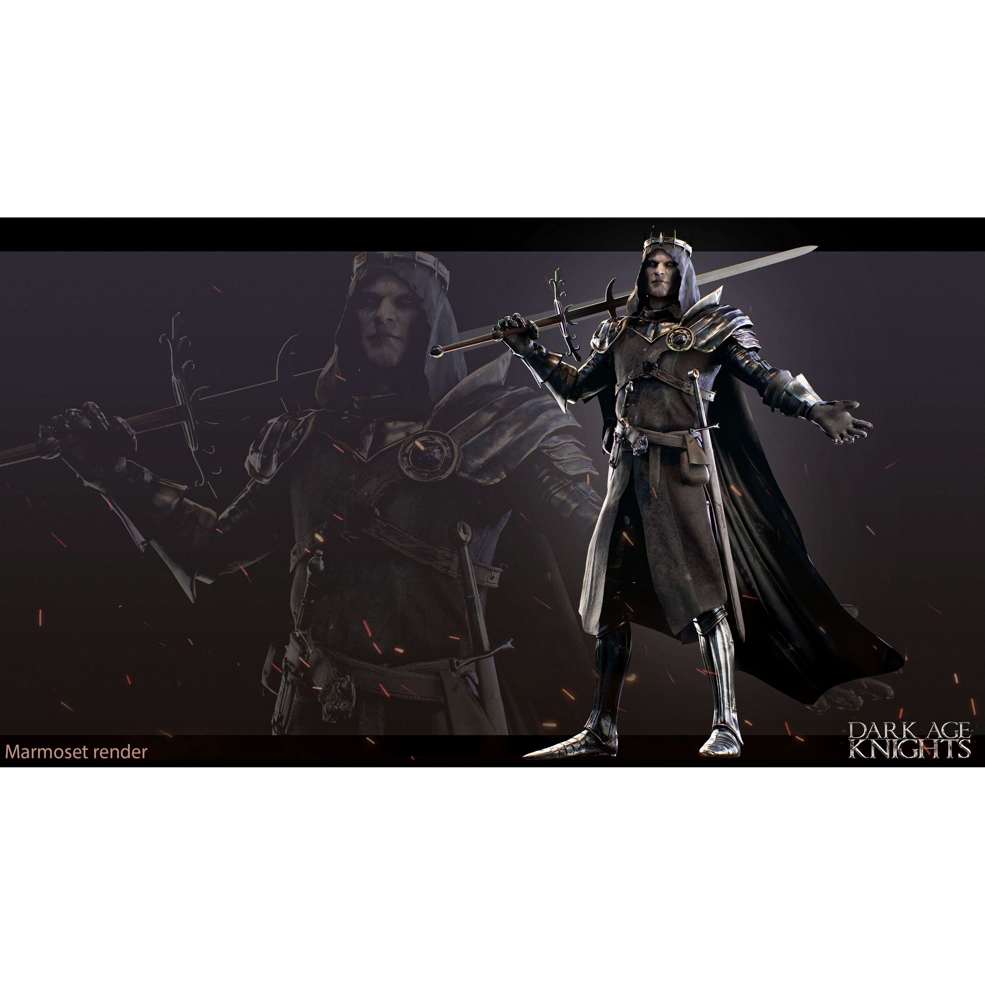 Dark Age Knight - Low-Poly Game-Ready 3D Model - View 10